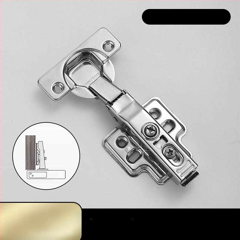 Pánt s pevnou doskou pre dvierka skrinky a šatníka s tlmením a hydraulickou pružinou (Model HB-thick plate hinge; Materiál: 304 nerezová oceľ; Povrch: leštený; Značka: TIANJULE)