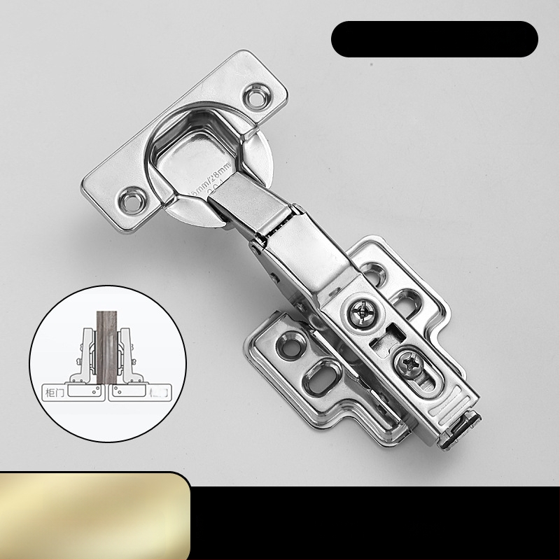 Pánt s pevnou doskou pre dvierka skrinky a šatníka s tlmením a hydraulickou pružinou (Model HB-thick plate hinge; Materiál: 304 nerezová oceľ; Povrch: leštený; Značka: TIANJULE)