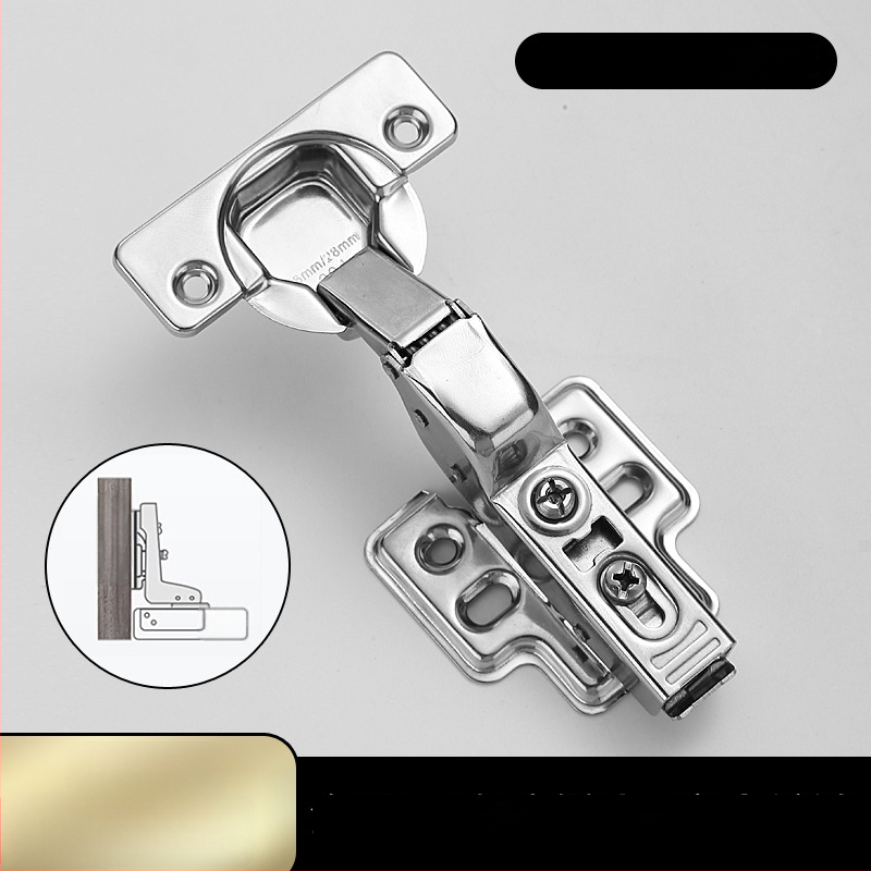 Pánt s pevnou doskou pre dvierka skrinky a šatníka s tlmením a hydraulickou pružinou (Model HB-thick plate hinge; Materiál: 304 nerezová oceľ; Povrch: leštený; Značka: TIANJULE)