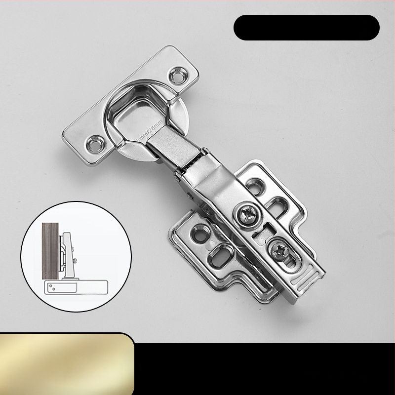 Pánt s pevnou doskou pre dvierka skrinky a šatníka s tlmením a hydraulickou pružinou (Model HB-thick plate hinge; Materiál: 304 nerezová oceľ; Povrch: leštený; Značka: TIANJULE)