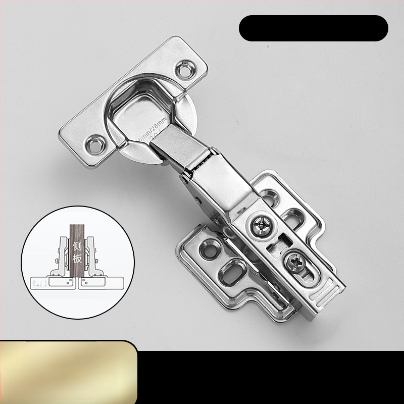 Pánt s pevnou doskou pre dvierka skrinky a šatníka s tlmením a hydraulickou pružinou (Model HB-thick plate hinge; Materiál: 304 nerezová oceľ; Povrch: leštený; Značka: TIANJULE)