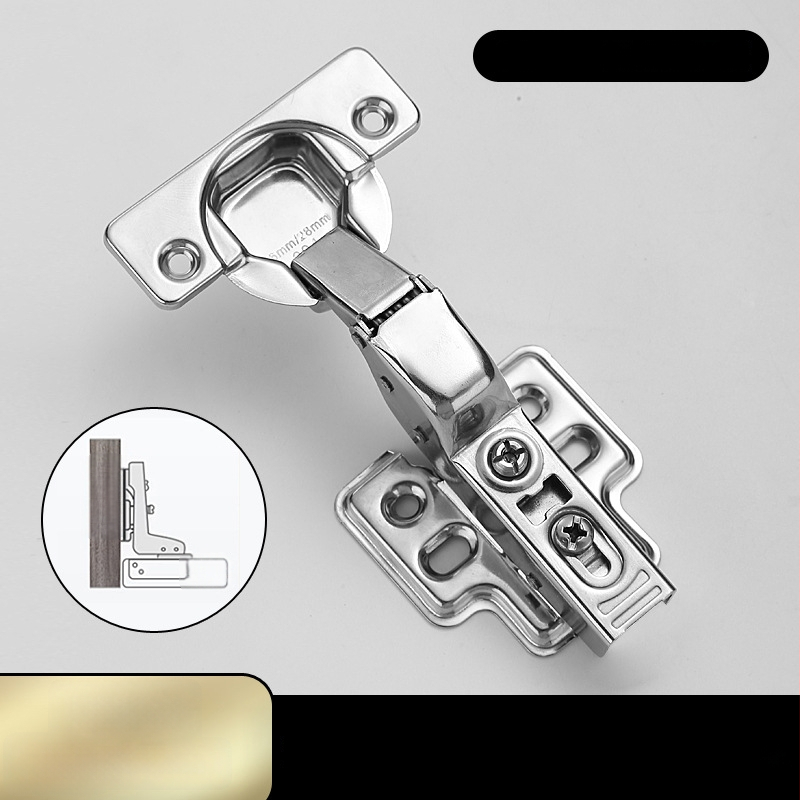 Pánt s pevnou doskou pre dvierka skrinky a šatníka s tlmením a hydraulickou pružinou (Model HB-thick plate hinge; Materiál: 304 nerezová oceľ; Povrch: leštený; Značka: TIANJULE)