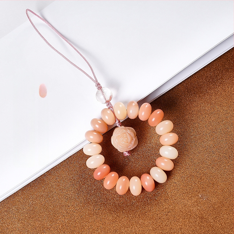 Telefónny reťazec s Bodhi korálkami a motívom mačacej labky, ručne vyrezávané korálky, vzor rastlín a kvetov, svieži a sladký štýl