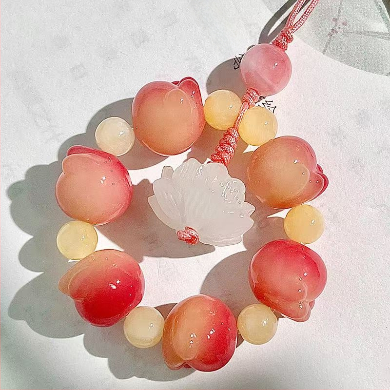 Telefónny reťazec s Bodhi korálkami a motívom mačacej labky, ručne vyrezávané korálky, vzor rastlín a kvetov, svieži a sladký štýl