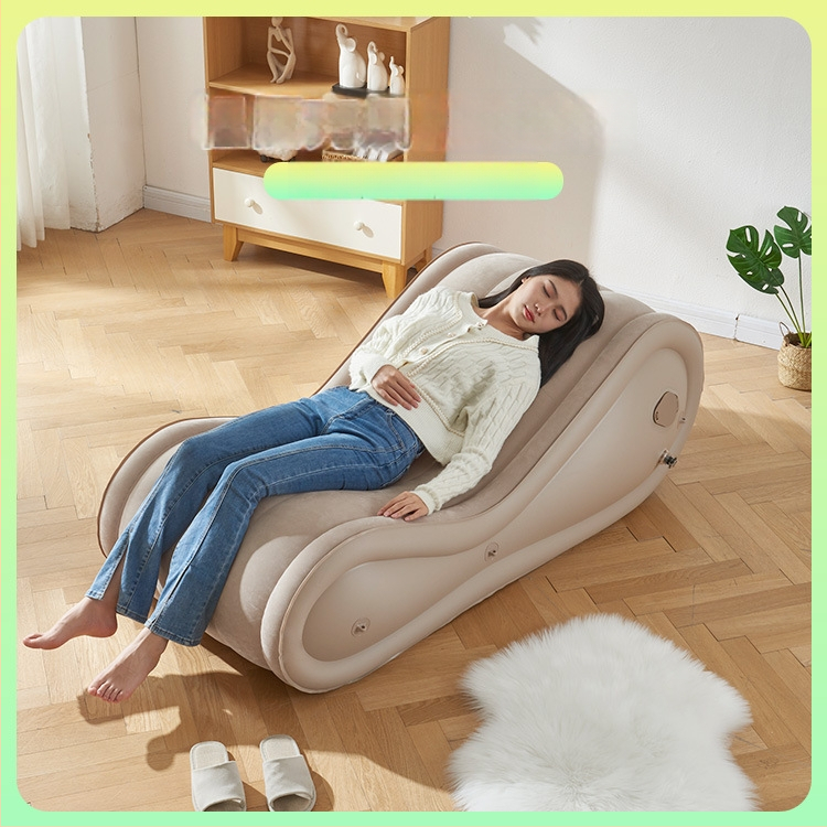 Okadu Nafukovacia pohovka – flokované PVC, pre dospelých, prispôsobiteľná, tvar S, moderný minimalistický štýl