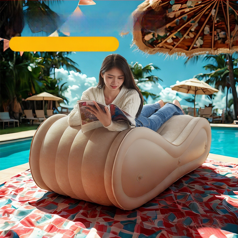 Okadu Nafukovacia pohovka – flokované PVC, pre dospelých, prispôsobiteľná, tvar S, moderný minimalistický štýl