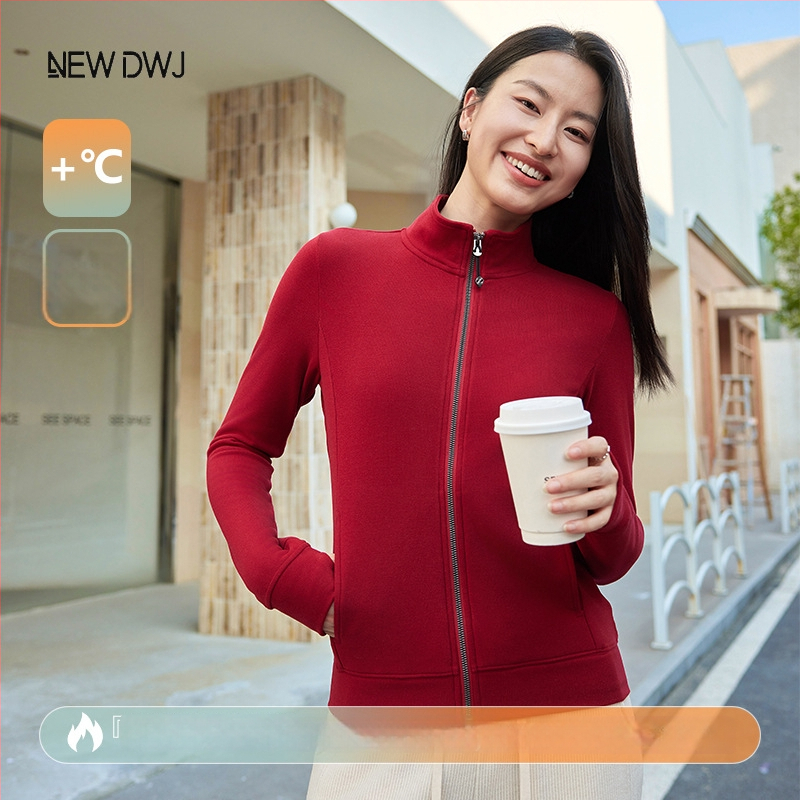 Dámska velúrová mikina so stojacim golierom a zipsom, Slim Fit, dlhé rukávy, japonsko-kórejský casual štýl, vlákno regenerovanej celulózy