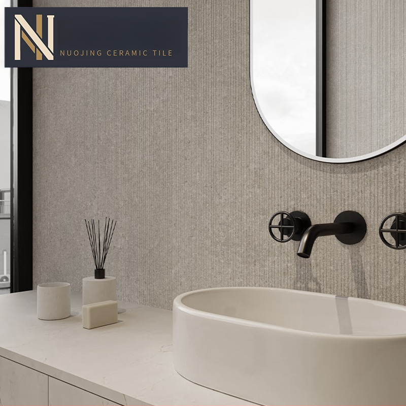 Vnútorná stena dlaždice s drážkovaným vzorom, matný povrch, protišmykové, moderný minimalistický štýl, dlaždica s imitáciou antickej, do obývacej izby