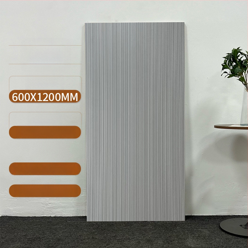 Vnútorná stena dlaždice s drážkovaným vzorom, matný povrch, protišmykové, moderný minimalistický štýl, dlaždica s imitáciou antickej, do obývacej izby