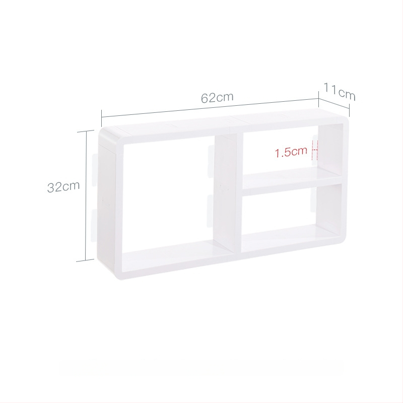 Nástenný regál do kúpeľne so 3 úrovňami, plastový, viacúčelový, odolný voči prachu a vlhkosti, montáž bez vŕtania