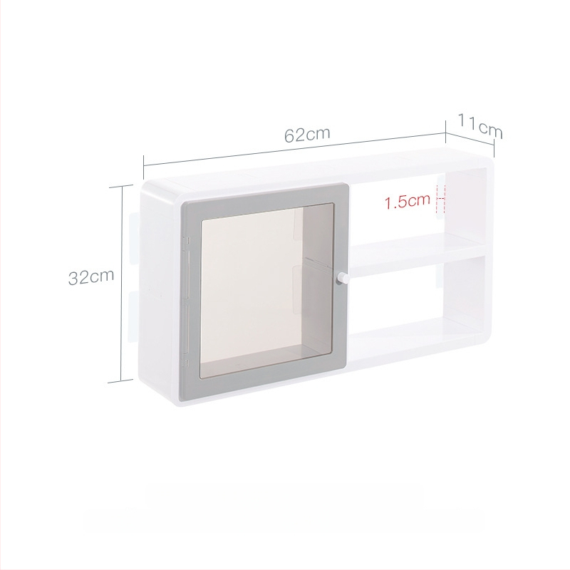 Nástenný regál do kúpeľne so 3 úrovňami, plastový, viacúčelový, odolný voči prachu a vlhkosti, montáž bez vŕtania