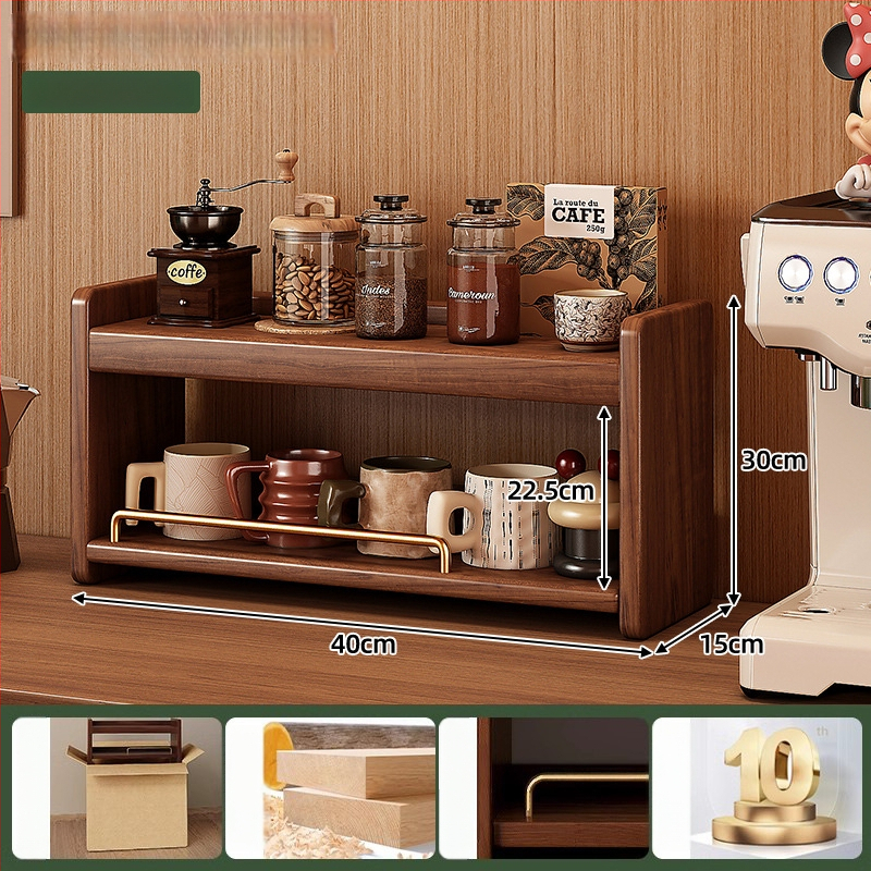 Stolový organizér - 3-vrstvový masívny drevený regál, bez montáže, viacúčelový