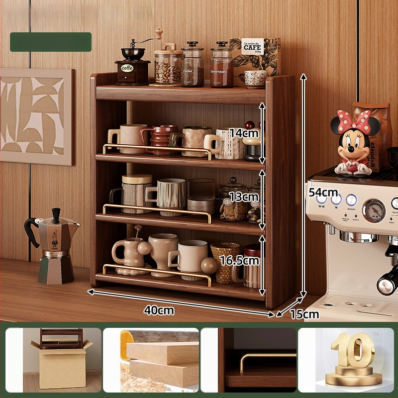 Stolový organizér - 3-vrstvový masívny drevený regál, bez montáže, viacúčelový