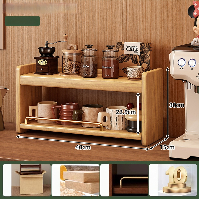 Stolový organizér - 3-vrstvový masívny drevený regál, bez montáže, viacúčelový