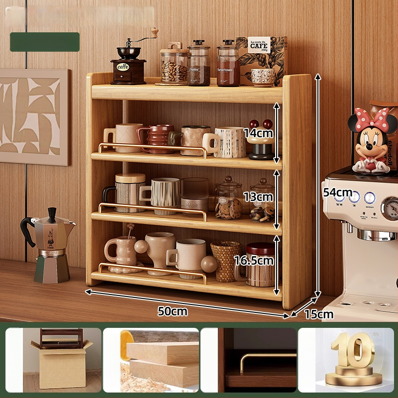 Stolový organizér - 3-vrstvový masívny drevený regál, bez montáže, viacúčelový