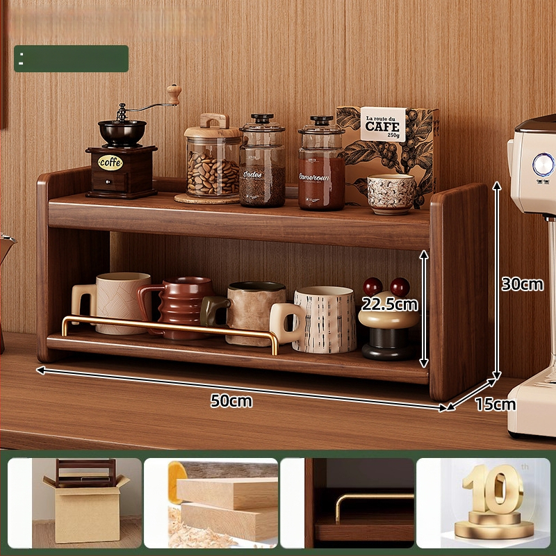 Stolový organizér - 3-vrstvový masívny drevený regál, bez montáže, viacúčelový