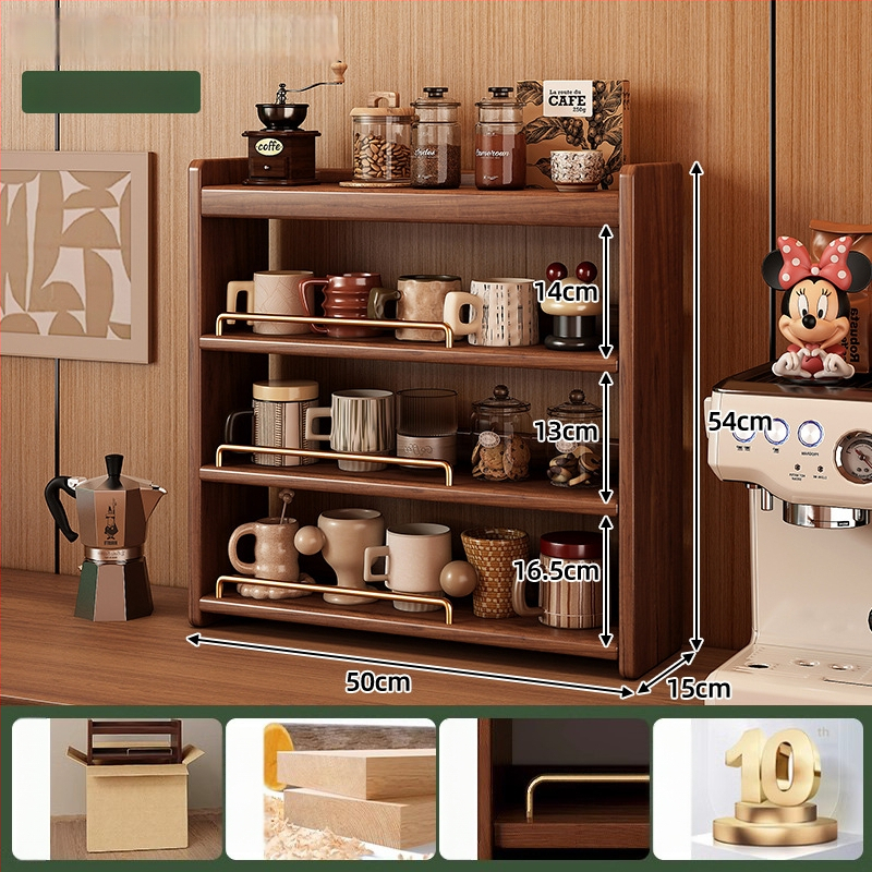 Stolový organizér - 3-vrstvový masívny drevený regál, bez montáže, viacúčelový