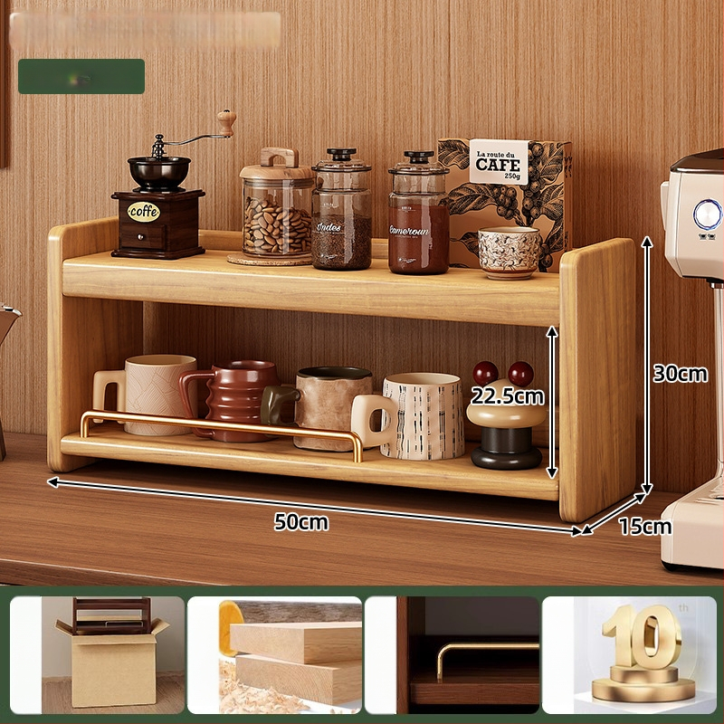 Stolový organizér - 3-vrstvový masívny drevený regál, bez montáže, viacúčelový