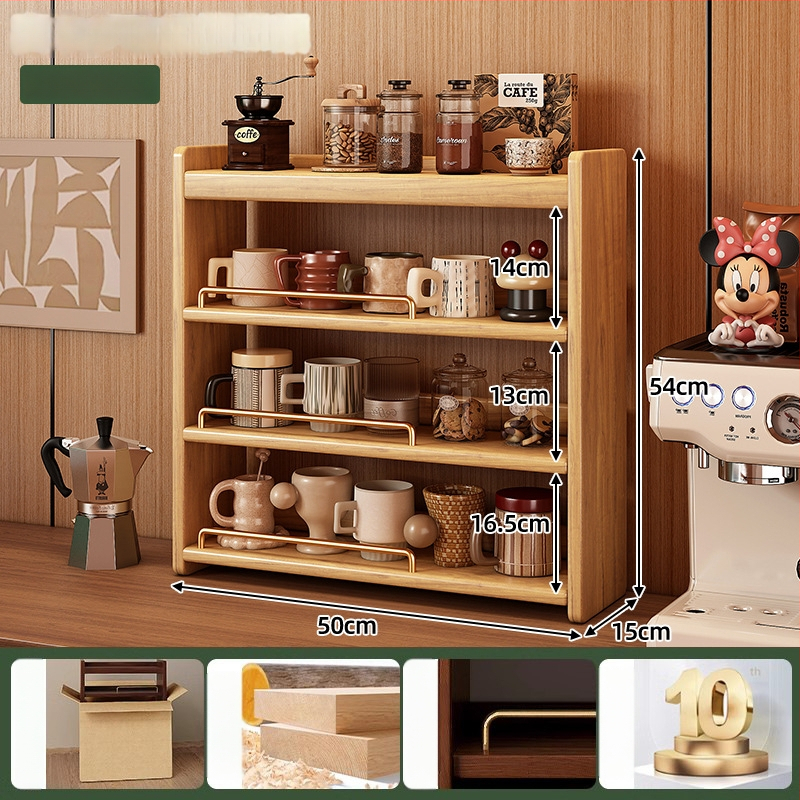 Stolový organizér - 3-vrstvový masívny drevený regál, bez montáže, viacúčelový