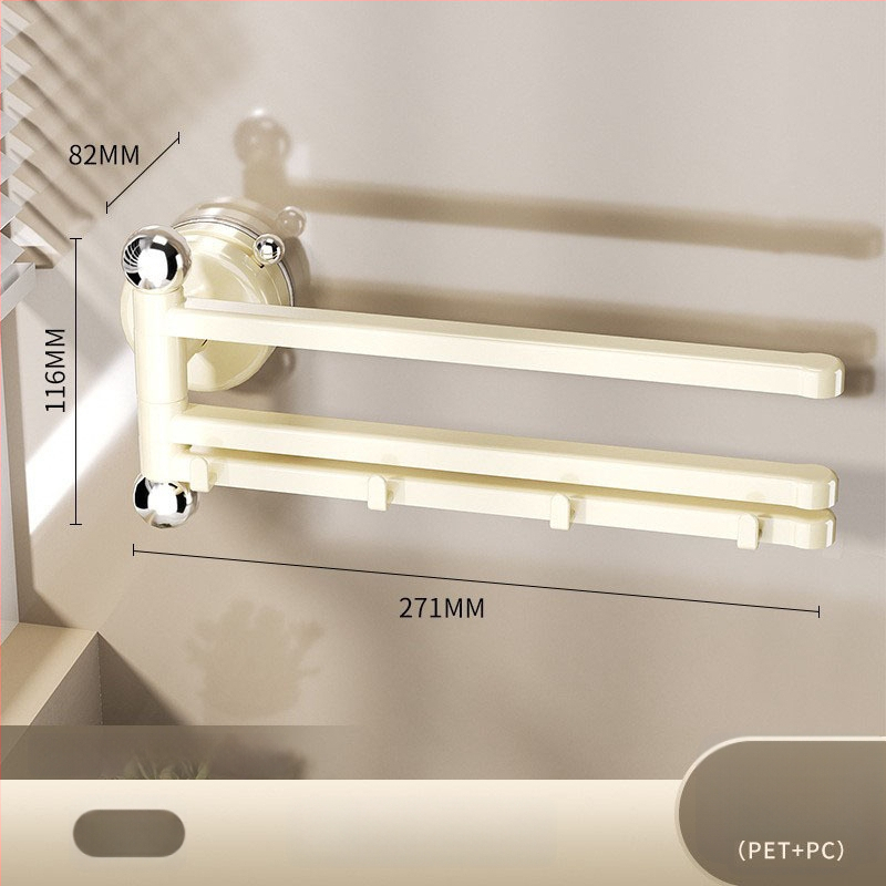 Plastový držiak na uteráky na stenu s vákuovým uchytením, otočný s viacerými tyčami