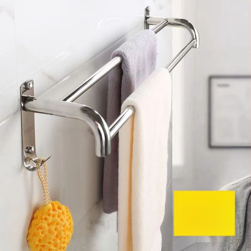 Držiak na uteráky z nerezovej ocele 304 pre kúpeľňu, leštený povrch, jednoriadkový s hákom, nosnosť 15 kg