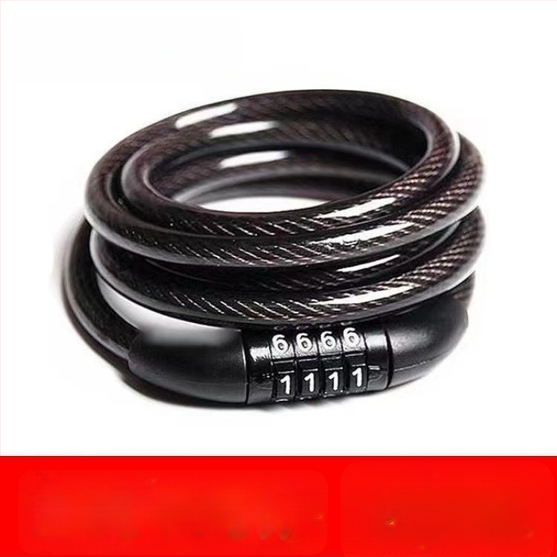 Slaptažodinis užraktas su plieno kabeliu kalnų dvirčiui – anti‑vagystė, universali suderinamumas, modelis 1