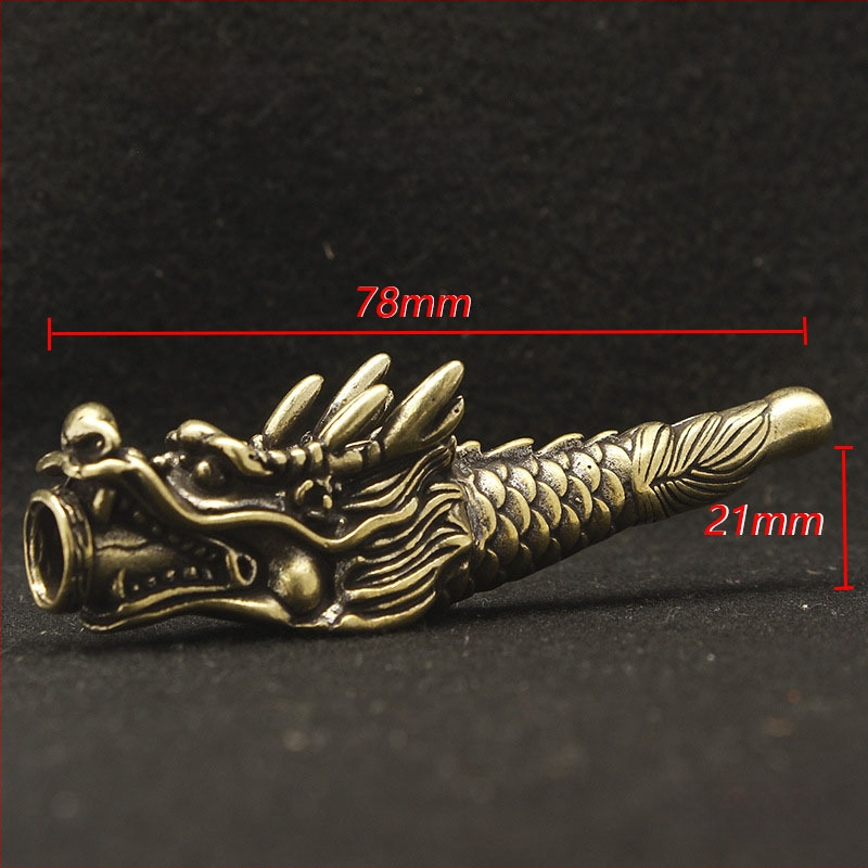 Drakonipea messingu pipa, dekoratiivne suveniir, vanaaegne Hiina stiil