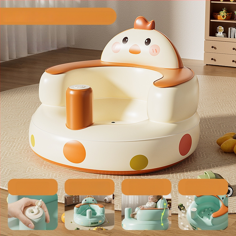 Detská nafukovacia učebná stolička - ekologický PVC, prenosná cvičebná stolička, model Pink Bunny