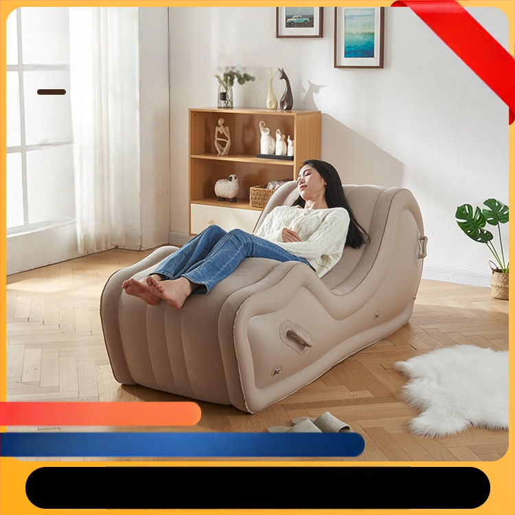 Okadu nafukovacia pohovka – PVC s plyšovou úpravou, hrúbka 0,6 mm, hmotnosť 4,5 kg, pre dospelých, moderný minimalistický štýl