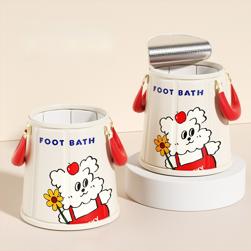 Animacinio piešinio pėdų mirkymo kibiras, sulankstomas, pastovi temperatūra, iš nailono audinio