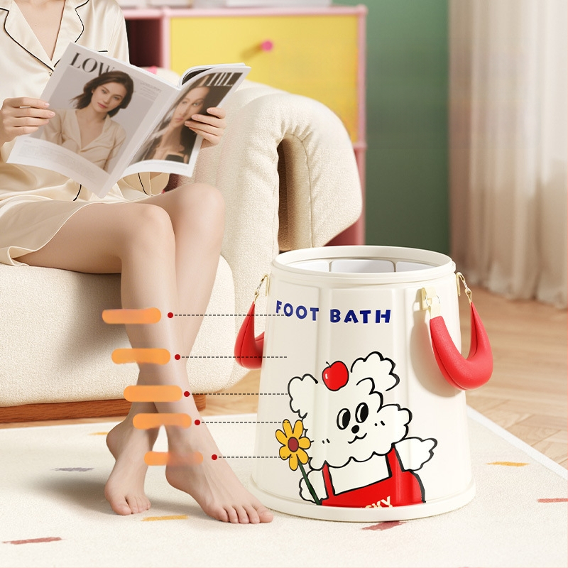 Animacinio piešinio pėdų mirkymo kibiras, sulankstomas, pastovi temperatūra, iš nailono audinio