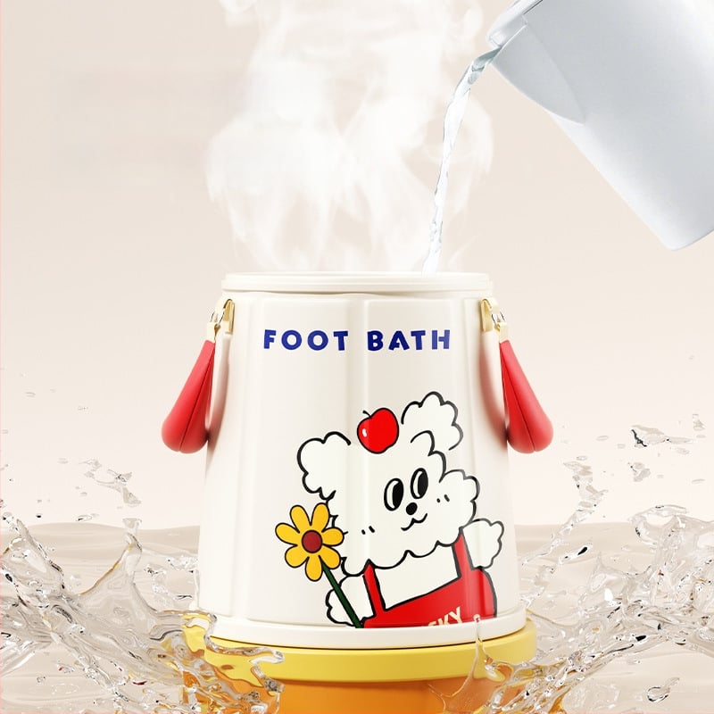 Animacinio piešinio pėdų mirkymo kibiras, sulankstomas, pastovi temperatūra, iš nailono audinio