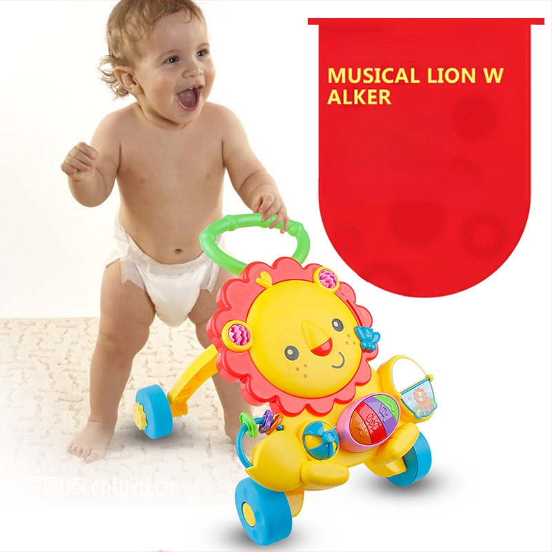 Lev dizajnové detské chodítko, viacfunkčné, protišmykové, s osvetlením a hudbou, pre vek 0–3 rokov