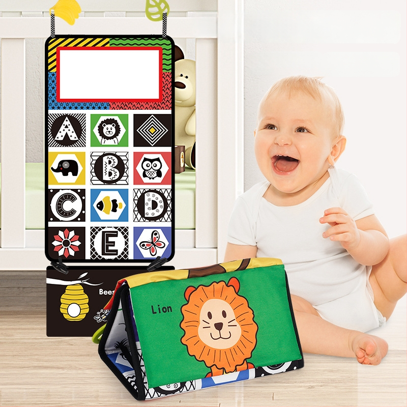 Detská zrkadlová hračka na rozvoj zraku — z textilu, zavesiteľná, skladacia, pre deti 4–6 rokov