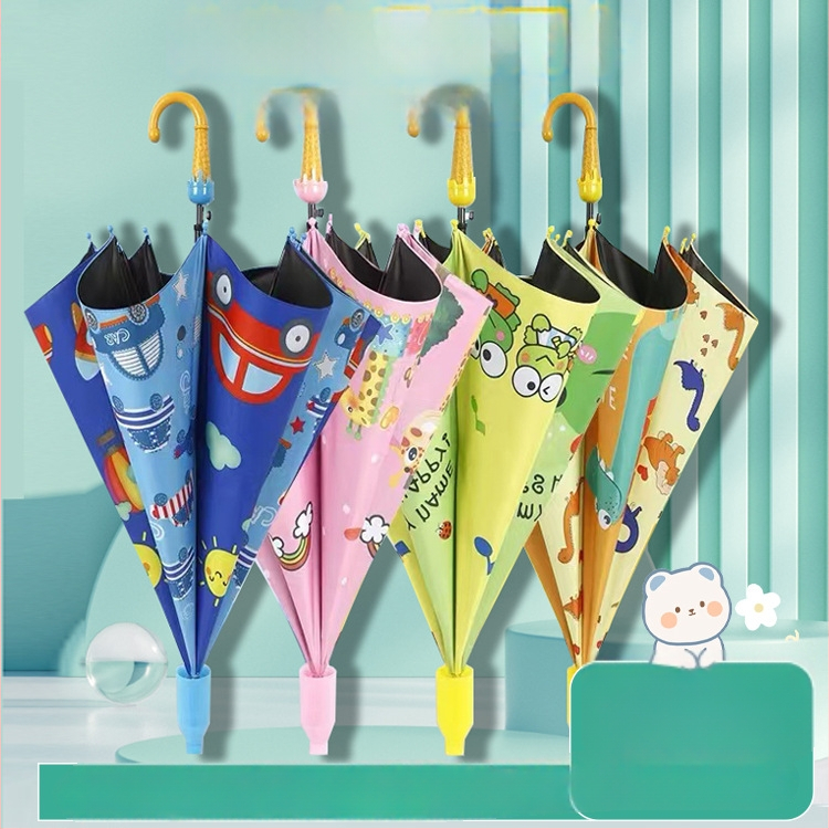 Detský dáždnik s dlhým držadlom, automatické otvorenie, s 8 rebrami, látka 190T vinyl, UPF nad 50