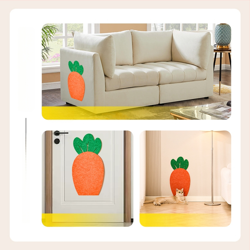 Mačací nástenný škrabací štítok – samolepiaci, odolný voči opotrebeniu, neuvoľňuje vlákna, materiál: filc, roztomilý štýl