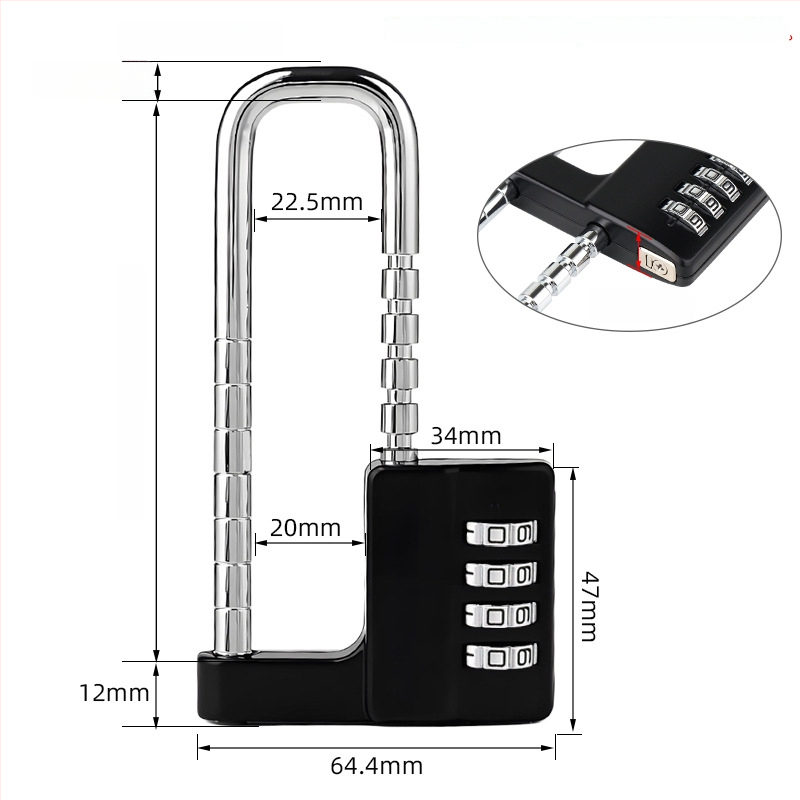 Parooliga lukk jõusaali kappide jaoks, tõmbuva pikkusega varrega; mudel NF-6310; materjal: tsink-segu. lukustuse varre paksus: 7; vardade vahe: 20.