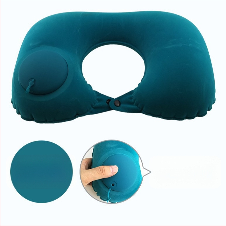 U tvarovaná nafukovacia vankúš na krk – univerzálny, Qianchuan A3257, vzduchové plnenie, flokovaná tkanina