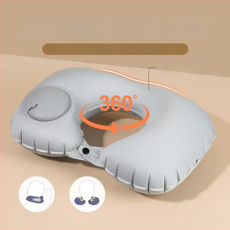 U tvarovaná nafukovacia vankúš na krk – univerzálny, Qianchuan A3257, vzduchové plnenie, flokovaná tkanina
