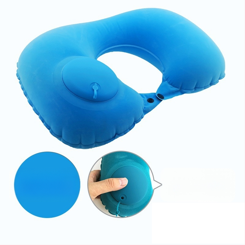 U tvarovaná nafukovacia vankúš na krk – univerzálny, Qianchuan A3257, vzduchové plnenie, flokovaná tkanina
