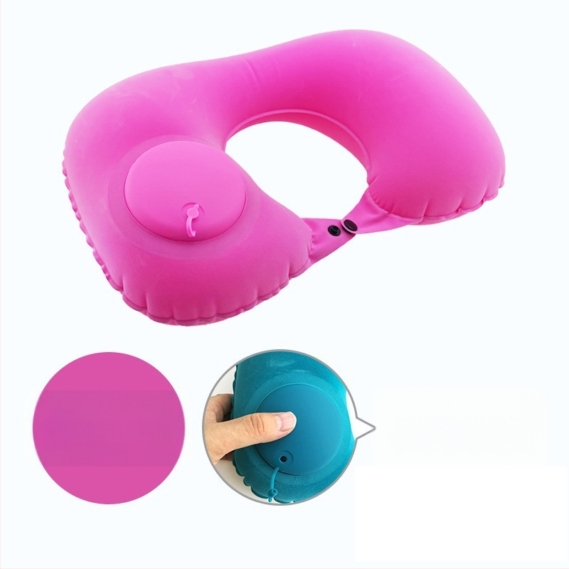 U tvarovaná nafukovacia vankúš na krk – univerzálny, Qianchuan A3257, vzduchové plnenie, flokovaná tkanina