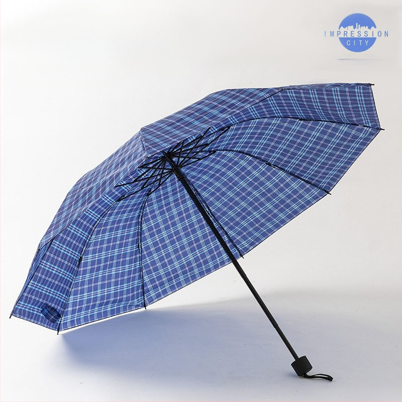 Dospelý dáždnik s károvaným vzorom, 8 oceľových výstuží, ručné otváranie, tlač loga, UPF >50, britský štýl