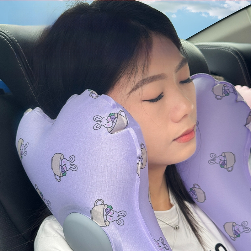 Detská cestovná vankúš do auta na spanie - prenosný nafúknuteľný opierka hlavy, TPU materiál, vhodné pre všetky ročné obdobia, roztomilý štýl, univerzálna kompatibilita