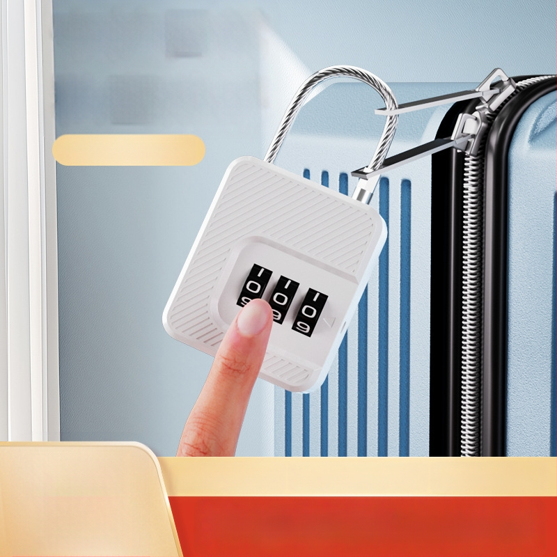 Digitálny zámok so železným drôtom pre tašky a skrinky – ABS + nehrdzavejúce oceľové lano, priemer 3 mm, rozostup 30 mm, model F337