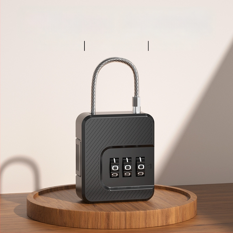 Digitálny zámok so železným drôtom pre tašky a skrinky – ABS + nehrdzavejúce oceľové lano, priemer 3 mm, rozostup 30 mm, model F337