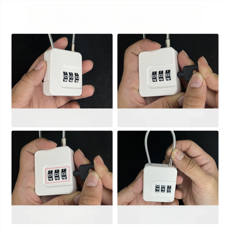 Digitálny zámok so železným drôtom pre tašky a skrinky – ABS + nehrdzavejúce oceľové lano, priemer 3 mm, rozostup 30 mm, model F337