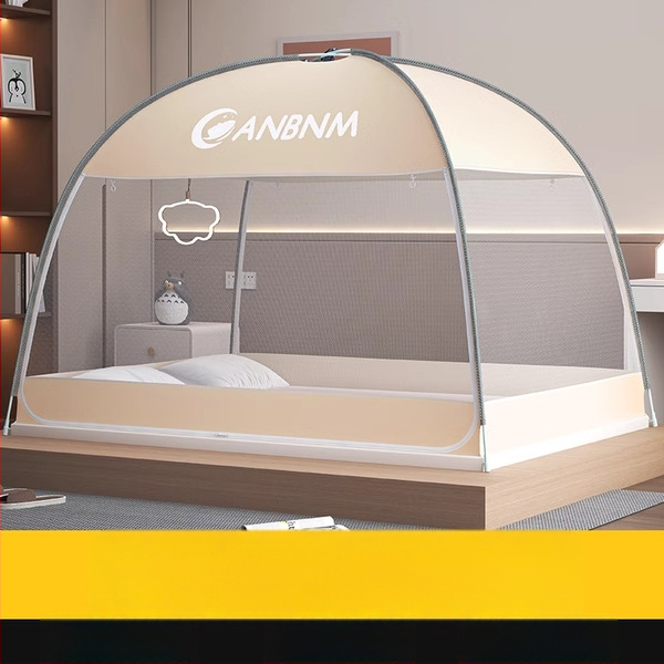 Posteľová sieť proti komárom, štýl mongolskej jurty, bez montáže, skladacia, s dvojitými dverami, z vlákna skleného