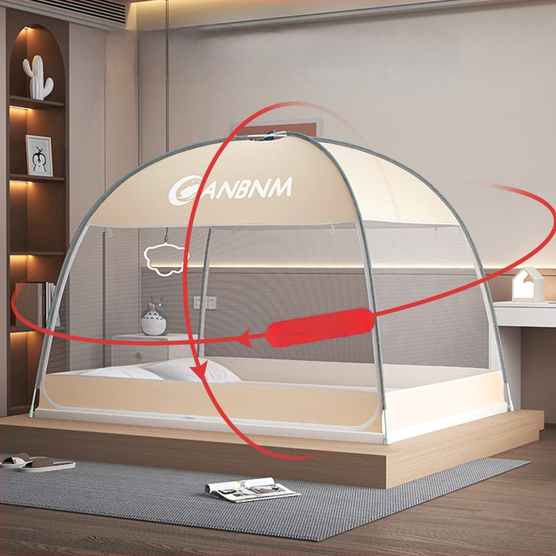 Posteľová sieť proti komárom, štýl mongolskej jurty, bez montáže, skladacia, s dvojitými dverami, z vlákna skleného