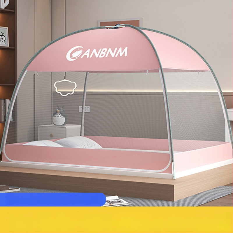 Posteľová sieť proti komárom, štýl mongolskej jurty, bez montáže, skladacia, s dvojitými dverami, z vlákna skleného