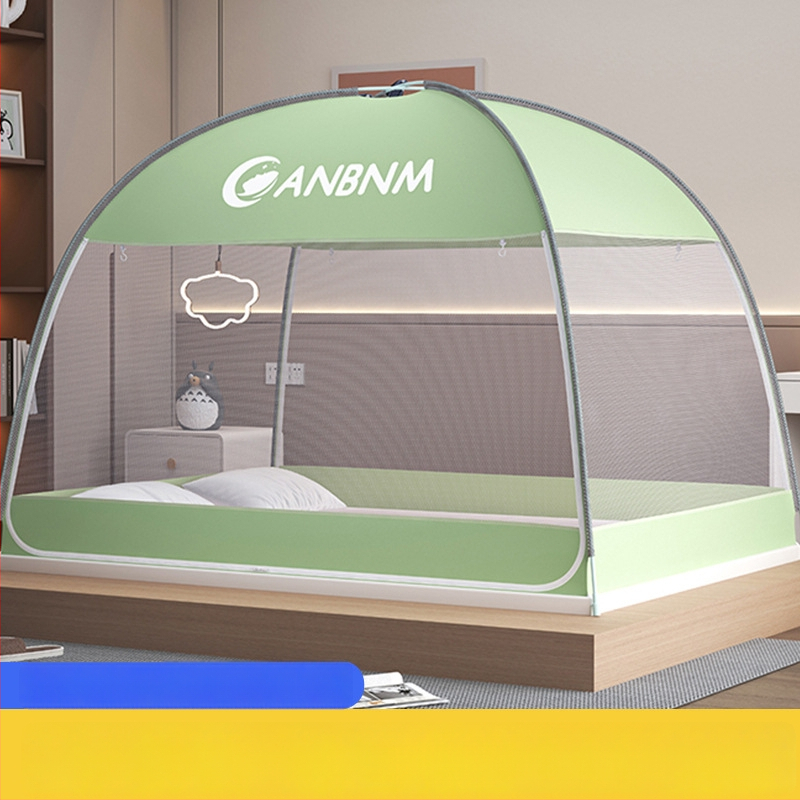 Posteľová sieť proti komárom, štýl mongolskej jurty, bez montáže, skladacia, s dvojitými dverami, z vlákna skleného